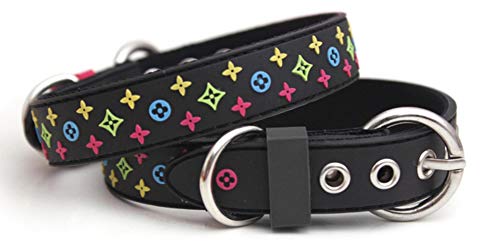 WPANgmz Perro Collar Correa Regalo Venta Al por Mayor para   Collar De Perro De Caucho De Plomo Y Cuero De Nylon, Collar Negro, M