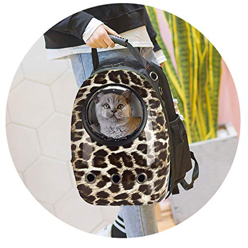 *WTTFF* Mochila para Gatos Transpirable, Mochila para Mascotas, tamaño 32x38x42, Adecuada para Gatos de 8 kg de Peso para Perros de 6 kg,Leopardprint