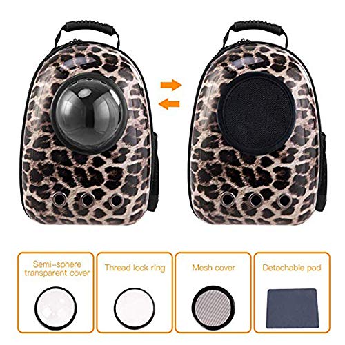 *WTTFF* Mochila para Gatos Transpirable, Mochila para Mascotas, tamaño 32x38x42, Adecuada para Gatos de 8 kg de Peso para Perros de 6 kg,Leopardprint