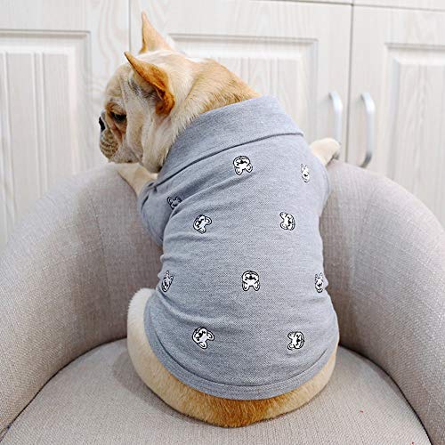 WXPC Primavera y otoño Ropa para Mascotas Marea Marca Perro Guapo Gato Camisa Polo Chaleco de la Ley Ley Teddy Corgi Gris, XL