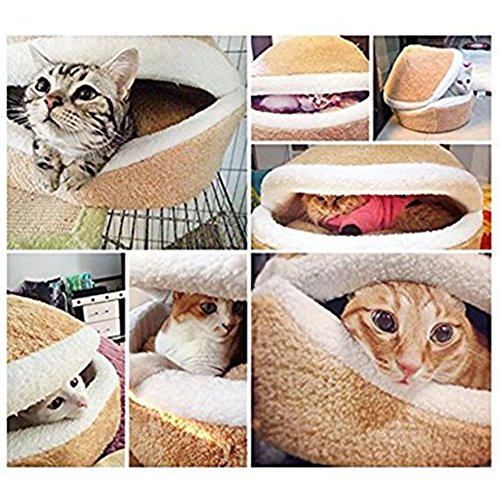 WYSBAOSHU Hamburguesa Diseño Cama para Mascotas en Forma de Concha del Gato del Saco de Dormir (Amarillo)