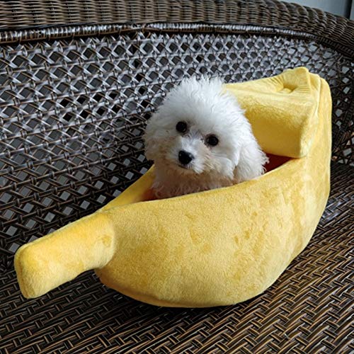 Xiao Jian- Nido para mascotas cerrado Banana cálida Perrera para gatos Cama para perros Nido para mascotas Peluche Perro pequeño para perros pequeños Nido para mascotas Chinchillas Otoño e invierno Sa