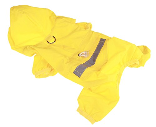 Xiaoyu chaqueta impermeable para perro de mascota con chubasquero impermeable y tiras reflectantes de seguridad ajustables para perro, amarillo, S