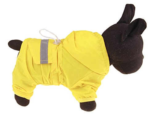 Xiaoyu chaqueta impermeable para perro de mascota con chubasquero impermeable y tiras reflectantes de seguridad ajustables para perro, amarillo, S