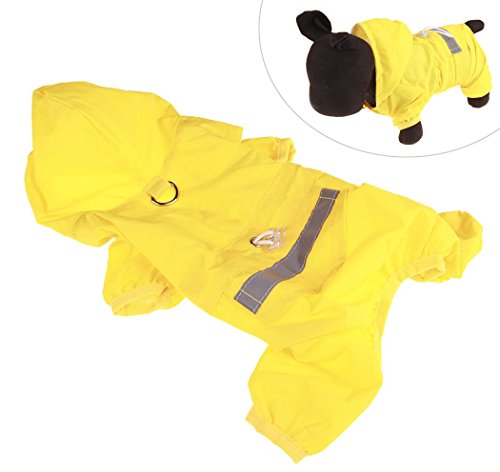 Xiaoyu chaqueta impermeable para perro de mascota con chubasquero impermeable y tiras reflectantes de seguridad ajustables para perro, amarillo, S