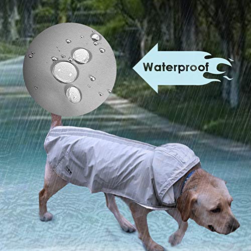 XIAPIA Impermeable Perro,Chubasquero Perro Grande/Mediano/Pequeño Chubasquero para Perros con Capucha Abrigo Impermeable Perros Ajustable,Lavable de Dos Colores Opcionales Diseñados para Perros