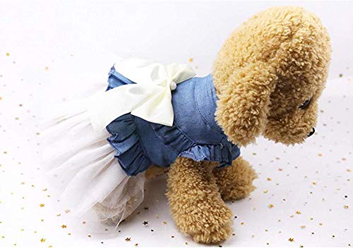 XIRUN Bowknot Vestidos de tutú para Perros pequeños Denim Wedding Princess Falda Cachorro Ropa de Primavera (Tamaño Blanco 2XL)-Talla 2XL_Blanco