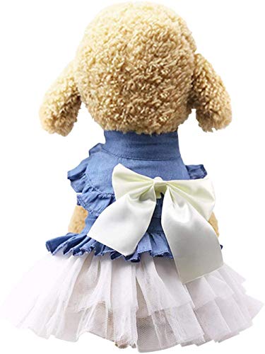 XIRUN Bowknot Vestidos de tutú para Perros pequeños Denim Wedding Princess Falda Cachorro Ropa de Primavera (Tamaño Blanco 2XL)-Talla 2XL_Blanco