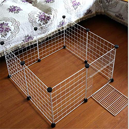 XMCWZJ Caja de Corral Plegable para Mascotas, Valla de Hierro, Cachorro, Perrera, casa, Entrenamiento, Ejercicio, Cachorro, Gatito, Espacio, Puerta de Perro, Suministros,White with Door,8pcs