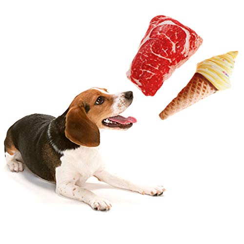 XMTPF - Juguete para Mascotas con simulación de Carne y Helado, Juguetes para Masticar y Hacer Comida, Juguetes para Perros, Gatos, Cachorros, etc.