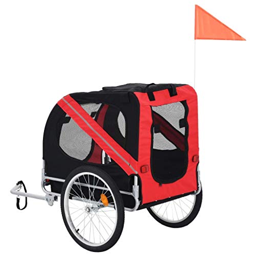 XQSSB Remolque De Bicicleta para Perros Remolque En Perros, Bicicletas Remolque Remolque para Mascotas Bicicletas, Remolques Animal, Perro Remolque,Red and Black