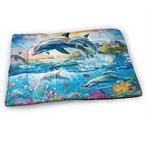 XUJT11O Dolphin Jumping In Ocean Pet Cama Mat suave antideslizante perrera almohadilla disponible en varios estilos de tamaños