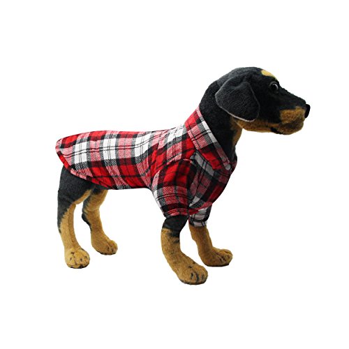 YAODHAOD Camisa Cuadros para Perros, Camisa A Cuadros de Moda para Mascotas Ropa para Perros, Camisa A Cuadros para Gatos Suave y Cómoda (S-Puppy por uno o Dos Meses, Rojo)