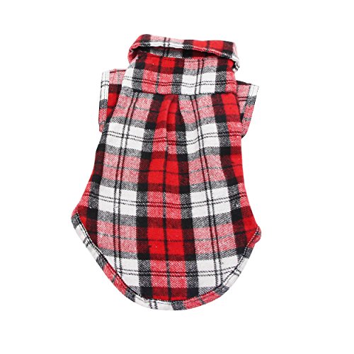 YAODHAOD Camisa Cuadros para Perros, Camisa A Cuadros de Moda para Mascotas Ropa para Perros, Camisa A Cuadros para Gatos Suave y Cómoda (S-Puppy por uno o Dos Meses, Rojo)