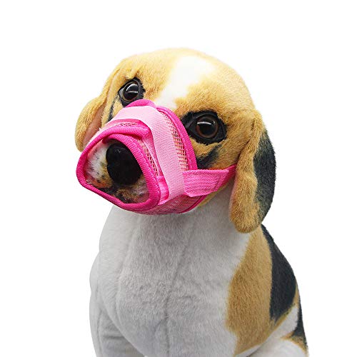 YAODHAOD Yahoo Bozales de Boca de Perro Transpirable de Malla de Nylon,Cubierta de Boca de Mascota, para Evitar Morder y Gritar para Evitar Comer Accidentalmente (M, Rosa)