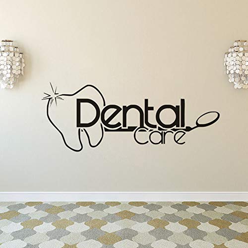 yaonuli Pegatinas de Pared Logotipo de Cuidado Dental Pegatinas de Pared Baño Decoración Dental de Pared Clínica Dental Ventana Calcomanías Vinilo 46x42cm