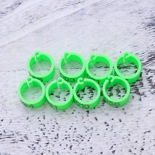 Yardwe 100 Piezas Anillo del Pie del Pájaro Aves Número Loro Anillos De Pata De Palomas Bandas para Identificación Corral Codorniz Pinzón Canario Escotilla 8 mm (Verde)