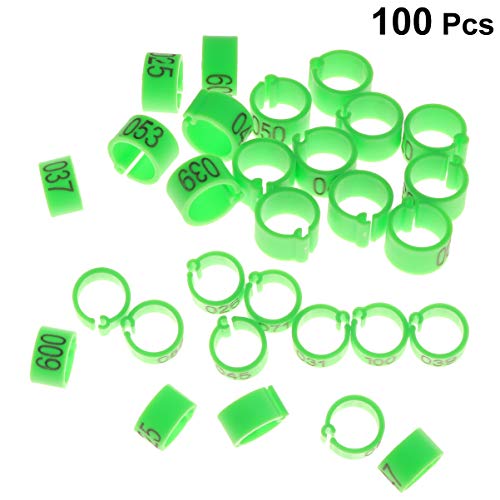 Yardwe 100 Piezas Anillo del Pie del Pájaro Aves Número Loro Anillos De Pata De Palomas Bandas para Identificación Corral Codorniz Pinzón Canario Escotilla 8 mm (Verde)