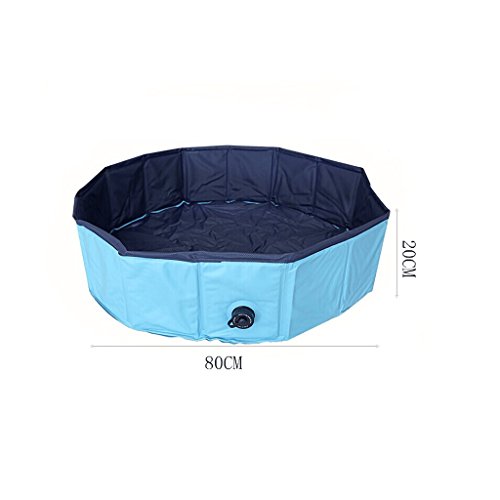 YC electronics Baño Plegable para Perros, Baño para Perros con Gatos, Piscina para Mascotas, 80 * 20cm, Azul