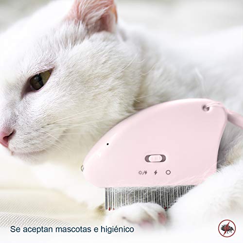 YIROO Peine antipulgas para Gatos y Perros,Peine Eléctrico Antipiojos,para Eliminar pulgas y piojos,Seguridad,portátil, fácil de Usar（Blush）