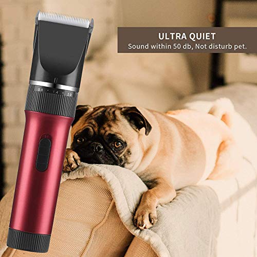 YLEI Cortapelos para Perro y Gato, Precisión Cortapelos Bajo Ruido y Vibración, Carga USB Cortapelos para Mascotas, Animales Trimmer Clippers