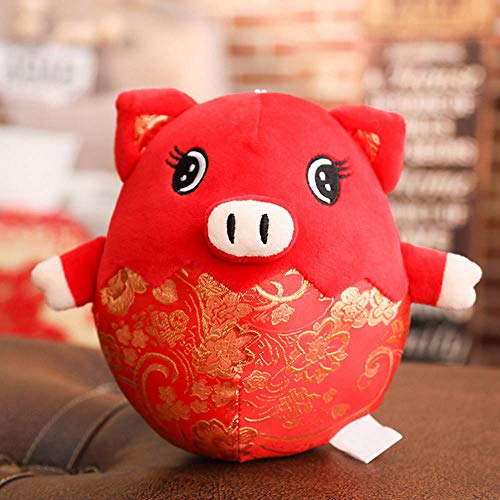 Ylout Juguetes de Peluche de la Mascota del año del Cerdo, muñecas Rojas del Cerdo del Animal Vestido de año Nuevo Chino Decoración del Partido Regalo de los niños