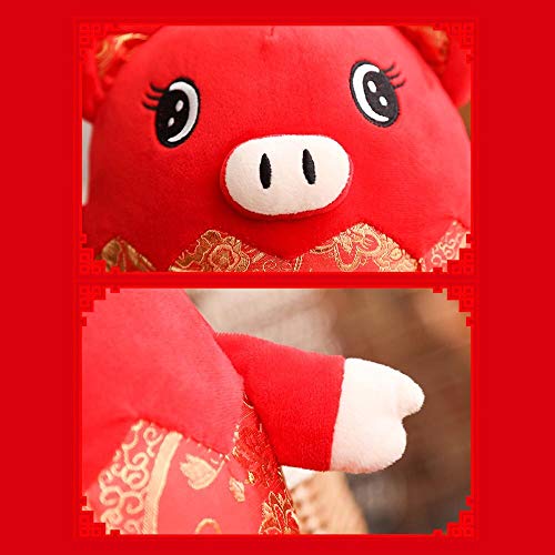 Ylout Juguetes de Peluche de la Mascota del año del Cerdo, muñecas Rojas del Cerdo del Animal Vestido de año Nuevo Chino Decoración del Partido Regalo de los niños