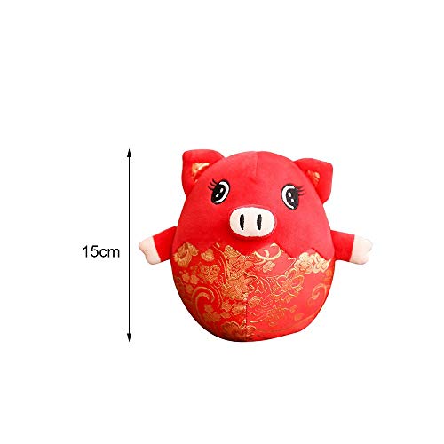 Ylout Juguetes de Peluche de la Mascota del año del Cerdo, muñecas Rojas del Cerdo del Animal Vestido de año Nuevo Chino Decoración del Partido Regalo de los niños