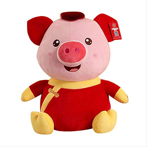 Ylout Lindo Peluche De Dibujos Animados De Cerdo, Mascota del Zodiaco Año del Cerdo Muñeca Año Nuevo Chino Cerdo Suerte Riqueza Muñeca Suave Feliz Regalo