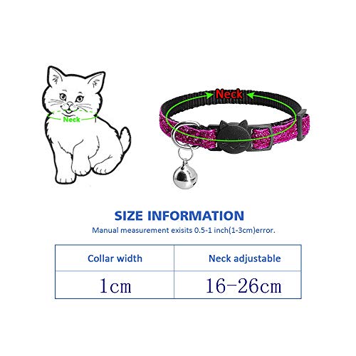 YMZ - Ancho ajustable para collar de felpa de 16 a 26 cm para gatos y perros, campanas de botón relucientes