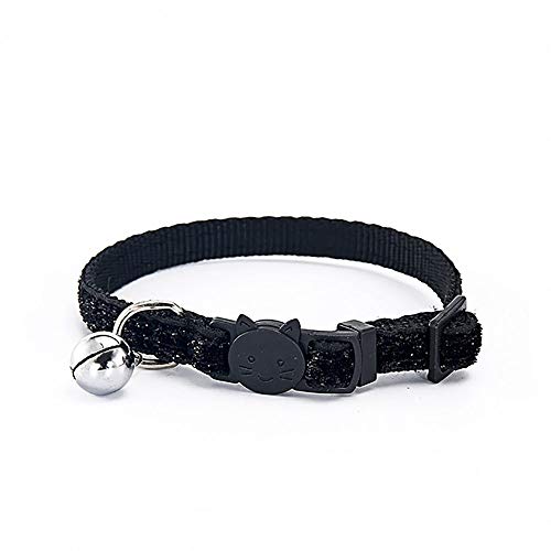 YMZ - Ancho ajustable para collar de felpa de 16 a 26 cm para gatos y perros, campanas de botón relucientes