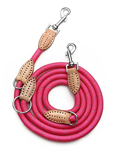 Yommy Correa para Perros Ajustable 3 Niveles 1.2 x 120cm Nylon Reflectante Correa Entrenamiento Púrpura YM-0538 (Rosa)