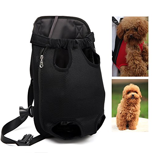 YOUJIA Mochila Bolsa para Perro Gato Mascota, Bolsa de Transporte con Gancho y Correa Ajustable Negro, XL (41*24cm)