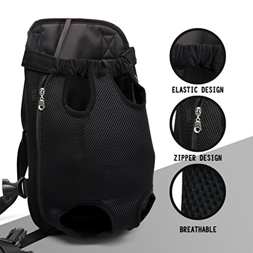 YOUJIA Mochila Bolsa para Perro Gato Mascota, Bolsa de Transporte con Gancho y Correa Ajustable Negro, XL (41*24cm)