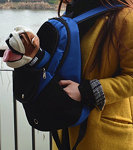 YOUJIA Perro Mochila Ajustable Bolso de Pecho portátil Frente Transpirable para Pequeña Mascota/Cuadrícula Zafiro