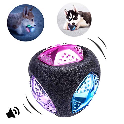 YOUNICER Pelotas para Perros Flash LED Squeaker Ball Juguete para Perros Bola interactiva para Perros Bola de Perros Que Brilla intensamente activada por Rebote