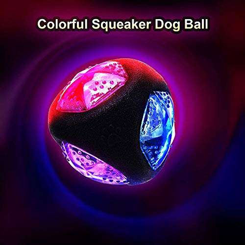 YOUNICER Pelotas para Perros Flash LED Squeaker Ball Juguete para Perros Bola interactiva para Perros Bola de Perros Que Brilla intensamente activada por Rebote