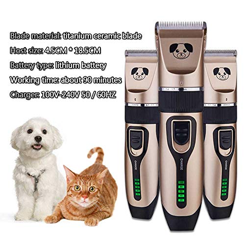 Youyababay Perro Gato Clippers máquina de Afeitar, Pet Hair Trimmer eléctrico Perros Piel Set Clipper, de bajo Ruido inalámbrico preparación del Perro Peluquerías