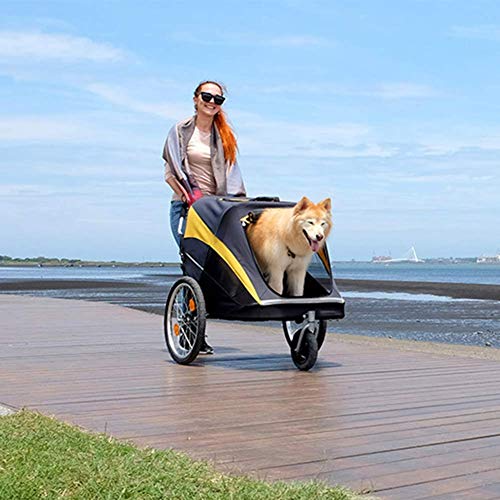 YPYJ Bicicleta portátil Grande Cochecito del Animal doméstico del Animal doméstico práctica con neumáticos hinchables Carretera de Enlace Camping Cesta remolques Cochecito para el 2-3 Perros