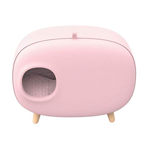 YUIOLI Caja de Arena para Mascotas Caja de Arena para Mascotas Desmontable Bandeja de Arena para Gatos con Capucha Pasarela de Filtro de Arena Pasarela de fácil Limpieza-Pink