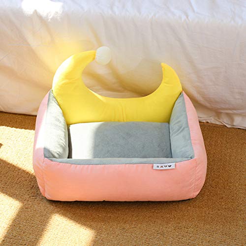 YUIOP Kennel Moon Bed Pet Nest Square Caseta para Perros Desmontable Four Seasons