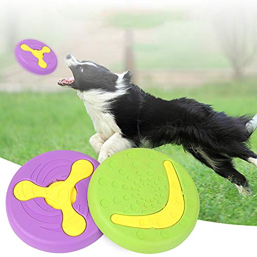 YunChuan Perro De Entrenamiento OVNI con Frisbee Masticar Juguete Silicona Volar Silicona Alimentación Diente Blando Anti-ruptura De Goma 2 Piezas Conjunto