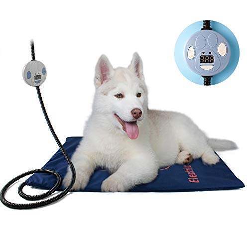 YUNDUO Mascota del cojín de calefacción, Anti Masticar Cable a Prueba de Agua Interior Placa Térmica Eléctrica, para Perros y Gatos El Calentamiento Mat 60CMx45CM, Azul