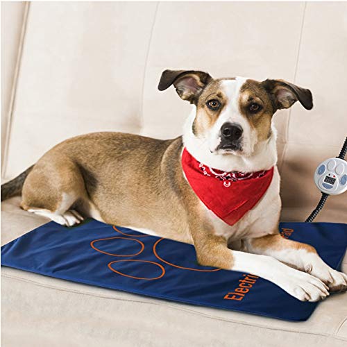 YUNDUO Mascota del cojín de calefacción, Anti Masticar Cable a Prueba de Agua Interior Placa Térmica Eléctrica, para Perros y Gatos El Calentamiento Mat 60CMx45CM, Azul