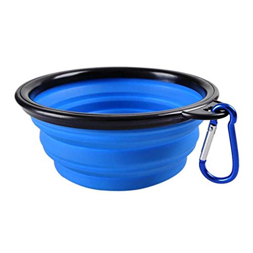 yuxue Collares Perros Mascotas Plato De Viaje Plegable Portátil De Silicona Mascotas Tazón Alimentación De Agua Bpa Plato De Taza Plegable Gratis para Perros Gato 40Fb18, Azul, como Se Muestra