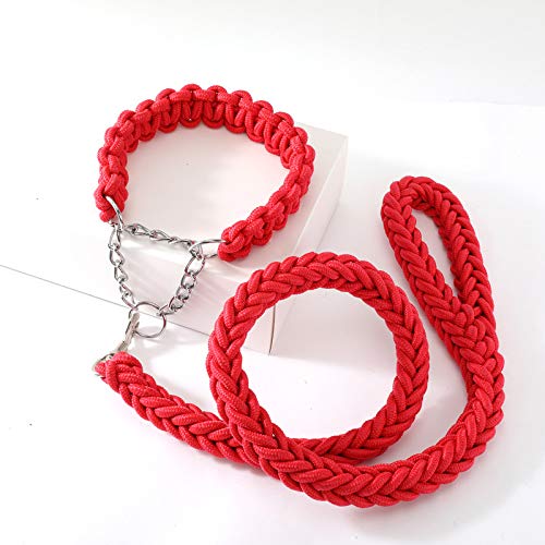 YYHMHMH Cadena para Perros De Nylon De Ocho Hilos Collar Trenzado De Dos Colores Cuerda De Tracción Perro Grande Cuerda para Perros Golden Retriever Cadena Roja M