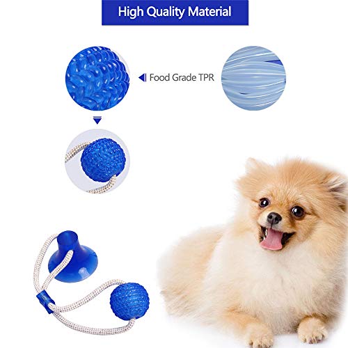 YYMMLLF Pet Molar Bite Toy Multifunción Pet Molar Bite Dog Toys Goma Chew Ball Limpieza de Dientes Elasticidad Segura TPR Soft Puppy Ventosa Mordida Juguete para Perro