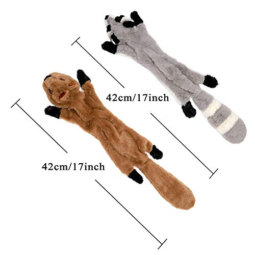 YZNlife Juguetes para Perros, Relleno, Ardilla y Mapache, chirriante, Juguete de Peluche para Perros pequeños y medianos, 42 cm