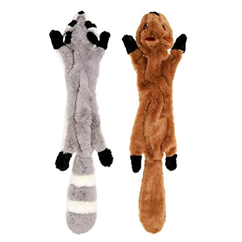 YZNlife Juguetes para Perros, Relleno, Ardilla y Mapache, chirriante, Juguete de Peluche para Perros pequeños y medianos, 42 cm