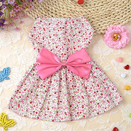 ZALIANG Ropa para Mascotas Ropa for Mascotas, Vestidos de Hermosas Fotos del Gato Arco con Flores, el Vestido de Novia pequeña Mascota Chihuahua York Mascota, tamaño: 12 Suave y cómodo